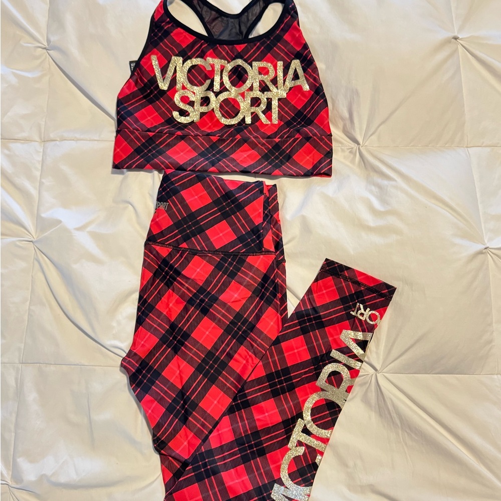 Victoria Sport Red Plaid Activewear Set